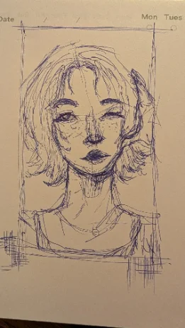 A pen sketch of a portrait